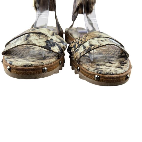 AGL Animal Print Gladiator Sandals Womens 7 37 Studded Designer Mob Wife Brown - Picture 4 of 11